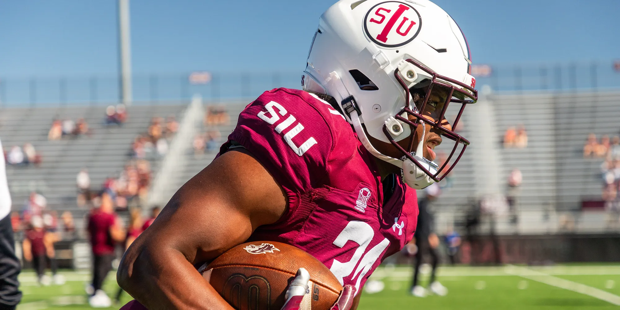 SIU Football player at Homecoming game